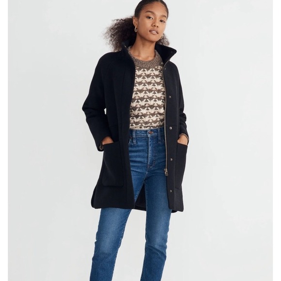 Madewell Jackets & Blazers - Madewell Estate Cocoon Coat Black Wool Blend In Insuluxe Fabric Peacoat Size XXS